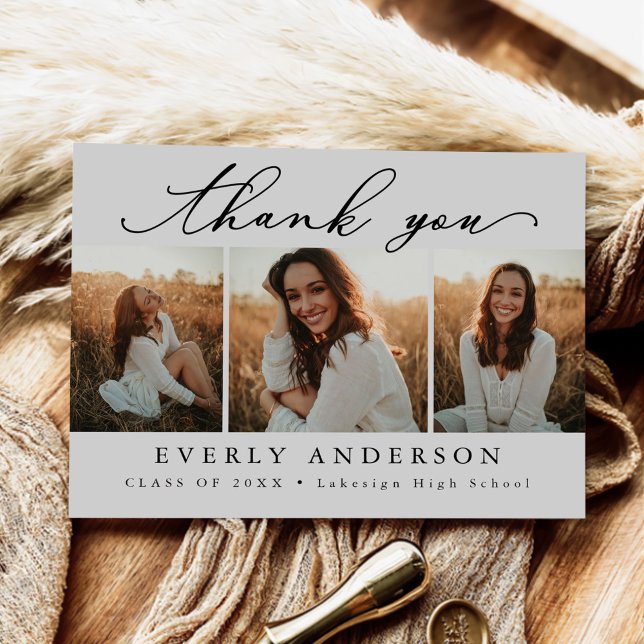 Cartão Postal Foto de Formatura Obrigado com Letra Moderna (Criador carregado)