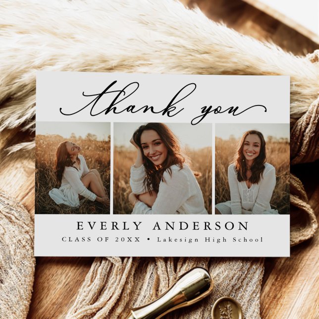 Cartão Postal Foto de Formatura Obrigado com Letra Moderna (Criador carregado)