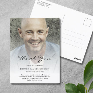 Cartão Postal Foto de Funeral Personalizada de Agradecimento de