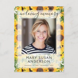 Cartão Postal Foto de Girassol em Memória Carinhosa