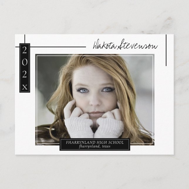 Cartão Postal Foto de gradação mínima de linhas brancas e pretas (Frente)