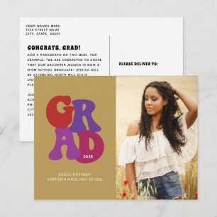 Cartão Postal Foto de Graduação com Estilo Retro Inspirado nos A