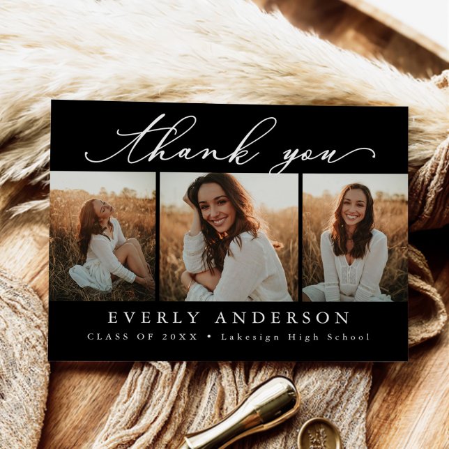 Cartão Postal Foto de Graduação com Fonte Moderna Obrigado (Criador carregado)