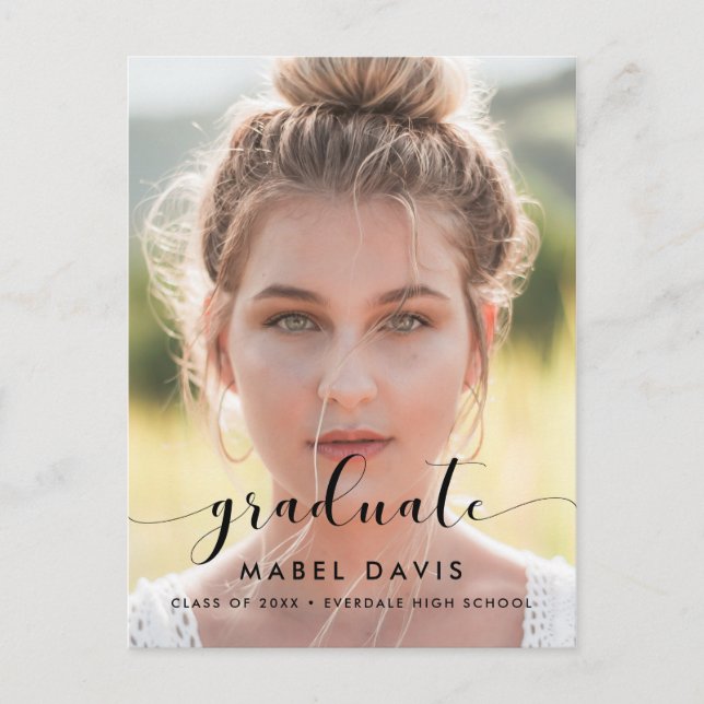 Cartão Postal Foto de graduação Elegante e chic (Frente)