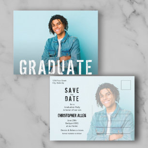 Cartão Postal Foto de Graduação em Script Grunge Salvar a Data
