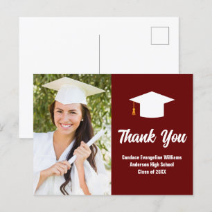 Cartão Postal Foto de Graduação Marrom e Branco Obrigado Persona