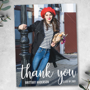 Cartão Postal Foto de Graduação Moderna de Agradecimento de Grad