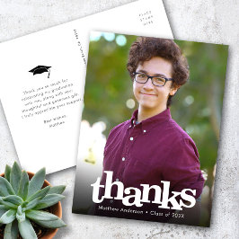 Cartão Postal Foto de graduação obrigado de tipografia ousada mo