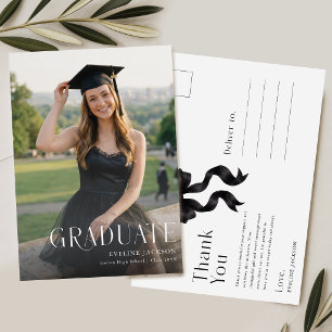 Cartão Postal Foto de Graduado Arco Preto Obrigado pela Graduaçã
