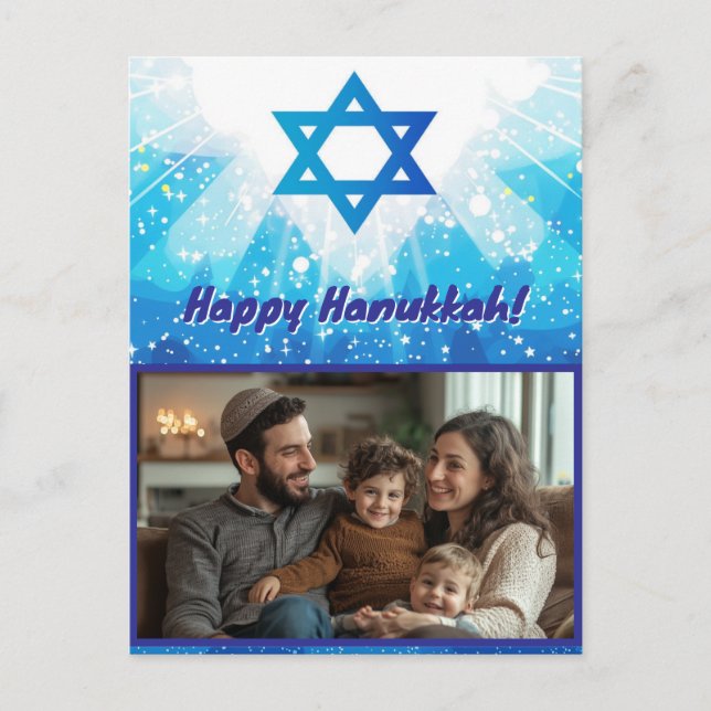 Cartão Postal 🕎 Foto de Hanukkah, Estrela Espumante (Frente)