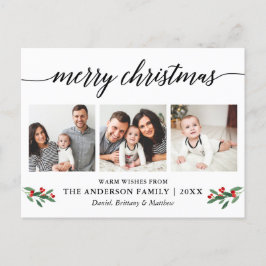 Cartão Postal Foto de Holly Christmas da Modern Calliographic 3