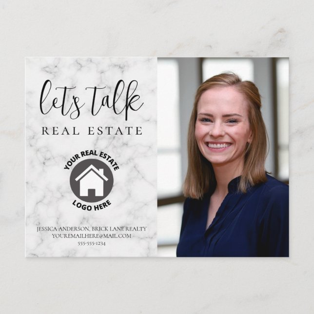 Cartão Postal Foto de Informações de Contato Marble da cinza Imo (Frente)