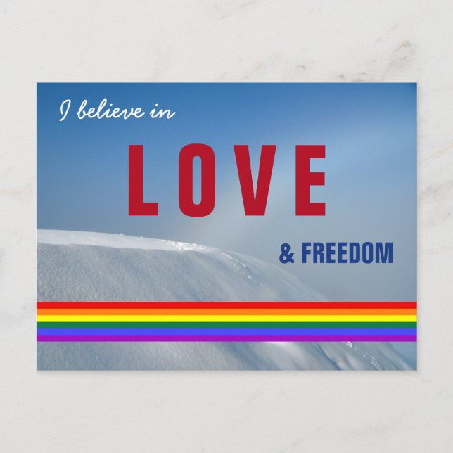 Cartão Postal Foto de inverno sobre amor e liberdade na Gay LGBT (Frente)
