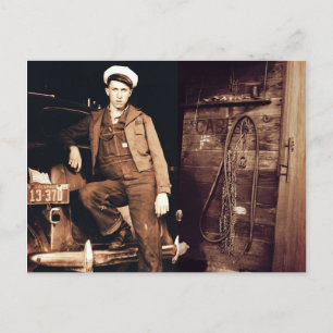 Cartão Postal Foto de jovem mecânico Vintage