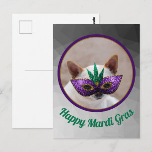Cartão Postal Foto de máscara cintilante feliz do Mardi Gras Ch