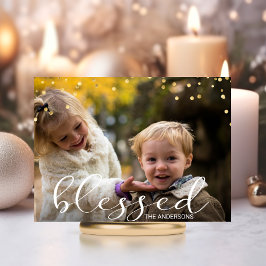 Cartão Postal Foto de Natal BESTA da Família Dourada Moderna
