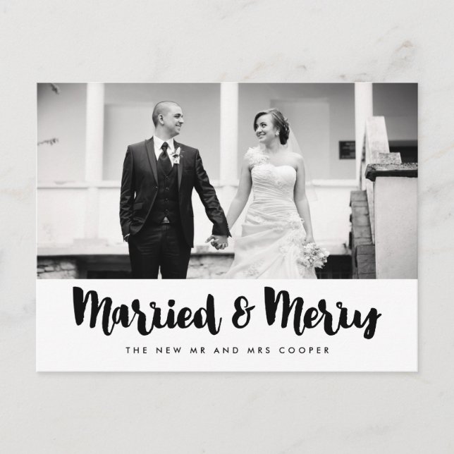 Cartão Postal Foto de Natal casada e feliz (Frente)