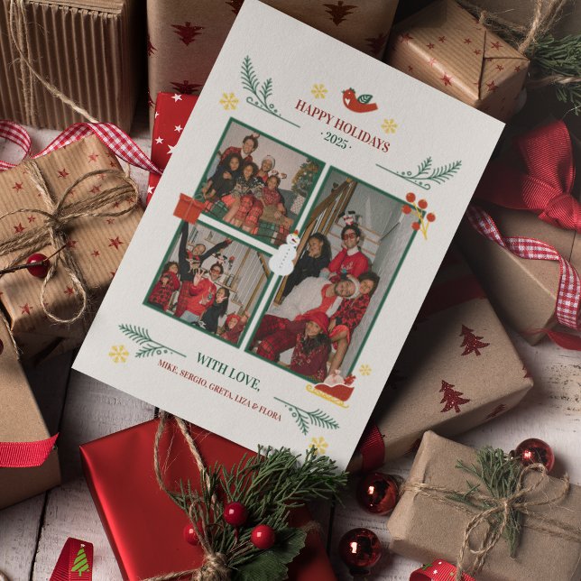 Cartão Postal Foto de Natal da Família Russa Whimsical (Holiday snapshots wrapped in love and joy—sharing the magic of our season with yours.)