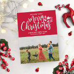 Cartão Postal Foto de Natal da Família Vermelho<br><div class="desc">Cartão-postal vermelho de Natal da família</div>