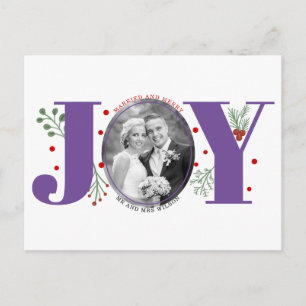 Cartão Postal Foto de Natal da JOY, Feliz e roxa, casada