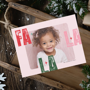 Cartão Postal Foto de Natal da Modern Fa La La   Rosa e Vermelho
