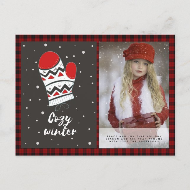 Cartão Postal Foto de Natal de Ano Novo da Xadrez Buffalo (Frente)