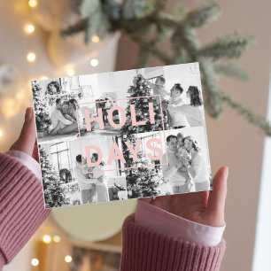 Cartão Postal Foto de Natal de Quatro Familiares Férias Cor-de