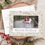 Cartão Postal Foto de Natal do Estilo Vintage<br><div class="desc">O cartão postal de Natal do estilo Vintage apresenta a sua foto favorita com a palavra "Feliz Natal".  Na parte traseira do cartão postal,  o texto pode ser personalizado ou excluído para uma mensagem manuscrita. Envie-me um e-mail para JMR._Designs@yahoo.com se precisar de assistência ou se tiver solicitações especiais.</div>