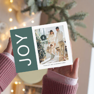 Cartão Postal Foto de Natal Família Alegria Verde de Férias