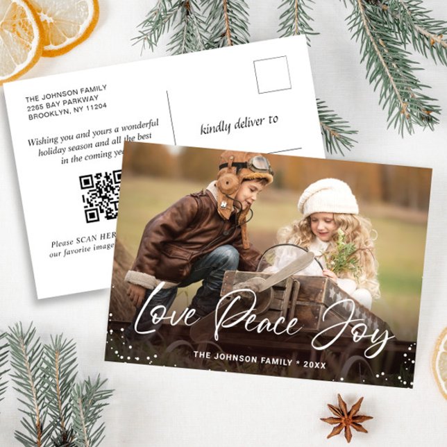 Cartão Postal Foto de Natal moderno Saudação Código QR (Criador carregado)
