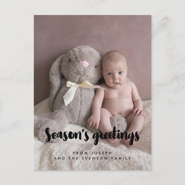 Cartão Postal Foto de Natal moderno, saudações de época (Frente)