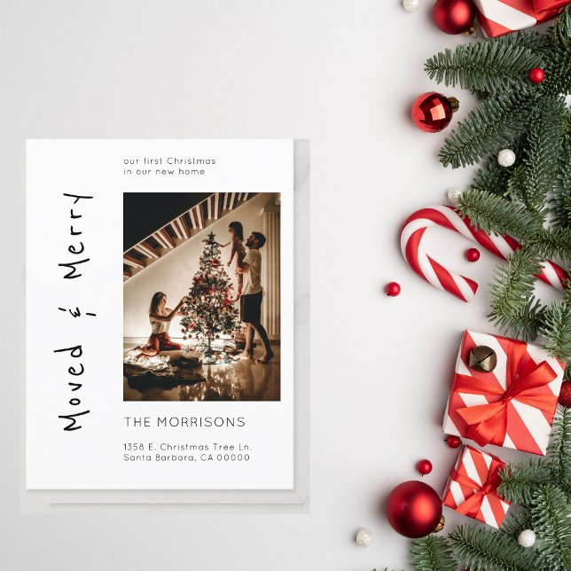 Cartão Postal Foto de Natal Movimentada e Feliz Novo Endereço Mo (Criador carregado)