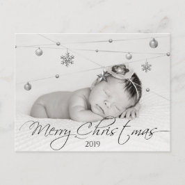 Cartão Postal Foto de Natal personalizada e caligrafia