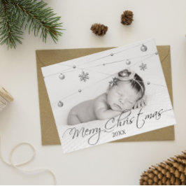 Cartão Postal Foto de Natal personalizada e caligrafia