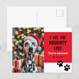 Cartão Postal Foto de Natal Pet Foto de Pet da Lista Engraçada