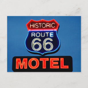 Cartão Postal foto de neon da rota histórica 66