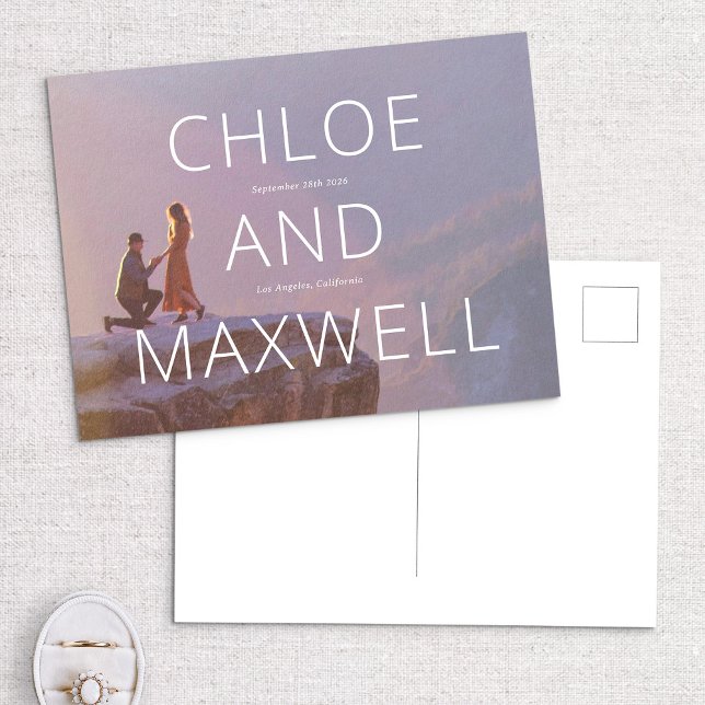 Cartão Postal Foto de Nomes de Negrito Modernos Salvar a Data (Criador carregado)