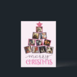 Cartão Postal Foto de Orçamento Feliz Natal Rosa Natal<br><div class="desc">Árvore de Natal rosa e roxa, feita com a sua escolha pessoal, faz com que este cartão postal de feriado seja perfeito para seus amigos e família. Escrita e tipografia do rico "Feliz Natal" em coordenação de cores de quadros fotográficos. Bonito estrela rosa festiva e reluzente em cima desta árvore...</div>