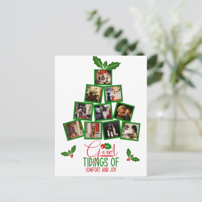 Cartão Postal Foto de Orçamento Natal Verde Personalizado (Em pé/Frente)