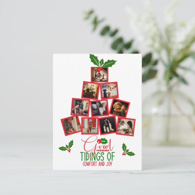 Cartão Postal Foto de Orçamento Personalizada para o Natal Verme (Em pé/Frente)