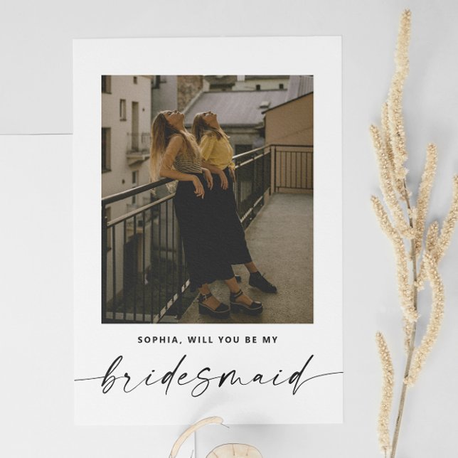 Cartão Postal Foto de Proposta Minimalista de Bridesmaid de Scri (Criador carregado)