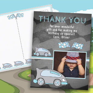 Cartão Postal Foto de Quadro Negro de Bandeira de Carro de Corri