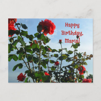 Cartão Postal Foto de rosas vermelhas cumprimentos de aniversári