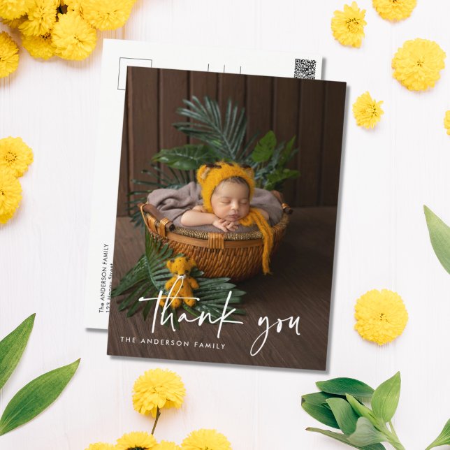 Cartão Postal Foto de Script Moderno, Bebê Obrigado (Criador carregado)