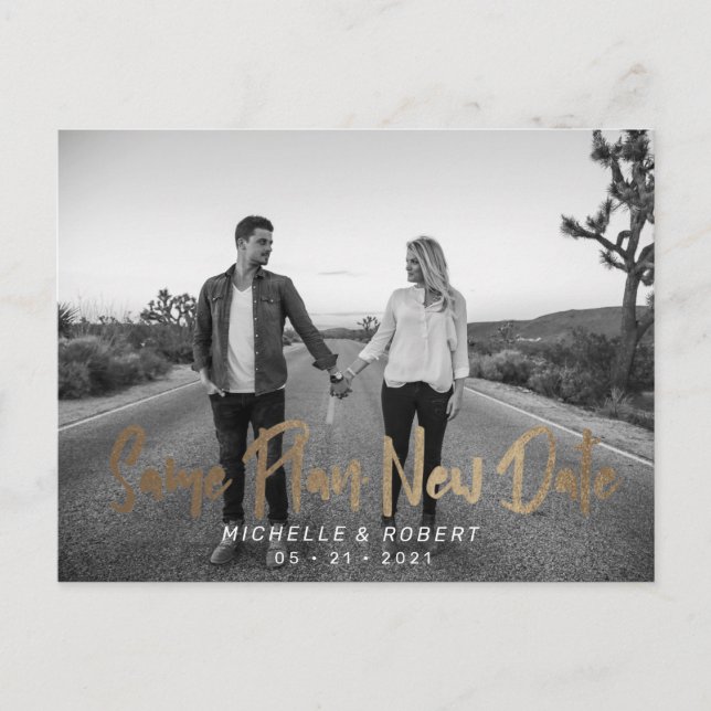 Cartão Postal foto de script moderno e negrito mudar a data (Frente)