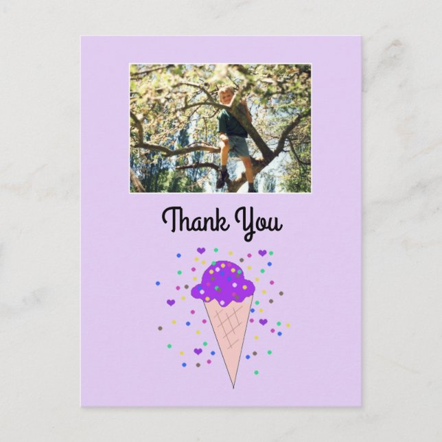 Cartão Postal Foto de Sorvete Roxo Obrigado (Frente)