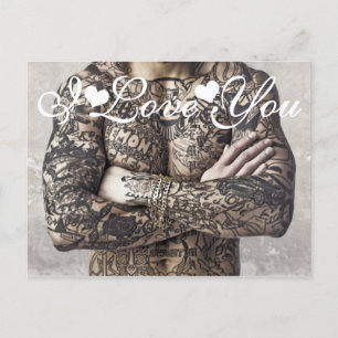 Cartão Postal Foto De Tatuagem De Corpo Masculino Que Eu Te Amo