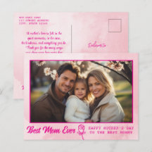 Foto de Texto Elegante Dia das Mães Aquarela Rosa