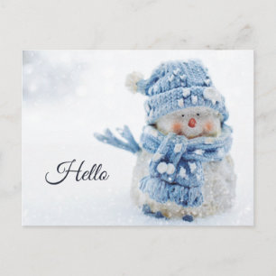 Cartão Postal Foto de um Boneco de Neve Fofo no Inverno - Olá