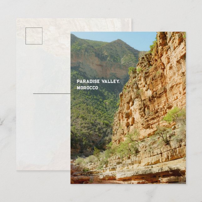 Cartão Postal foto de viagem ao Vale do Paraíso, Marrocos (Frente/Verso)